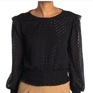 Laundry by Shelli Segal Black Sheer Sparkly Party‎ Blouse Size M